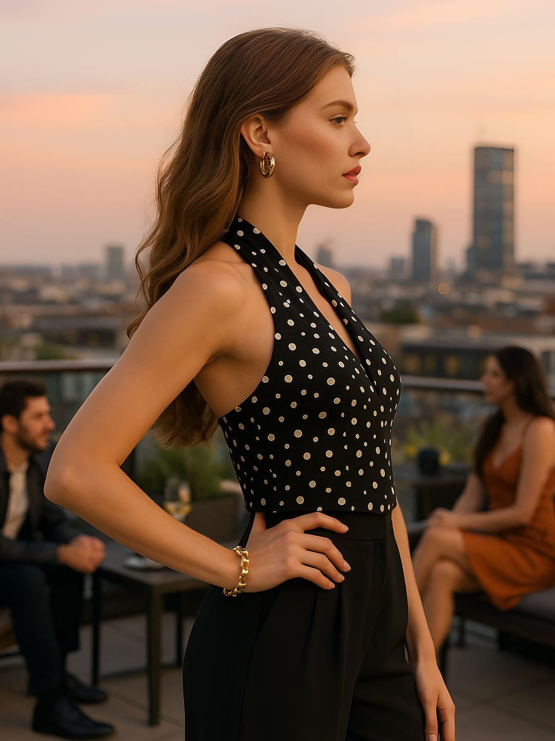 Black Polka Dot Sleeveless Top