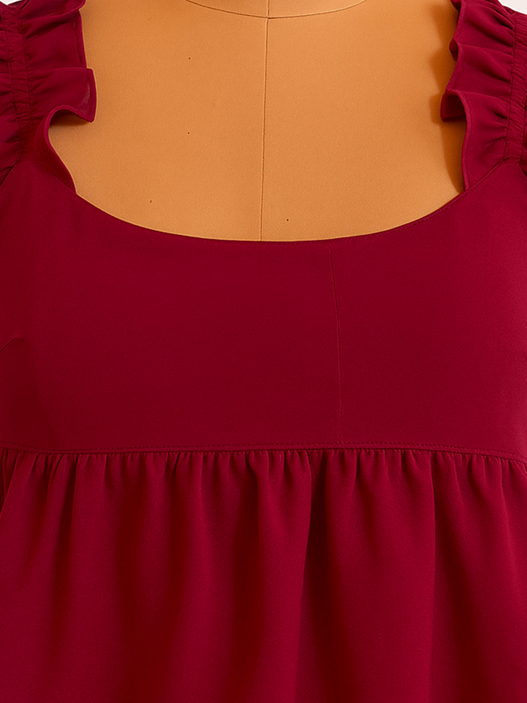 Maroon Solid Sleeveless Top