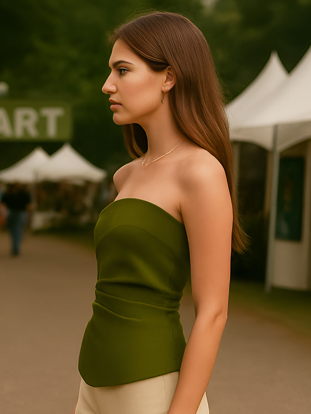 Olive Solid Off-Shoulder Top