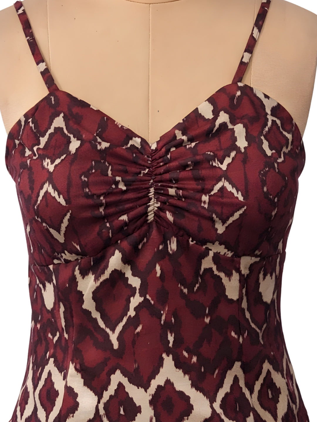Brown Ethnic Motifs Shoulder Straps Tops