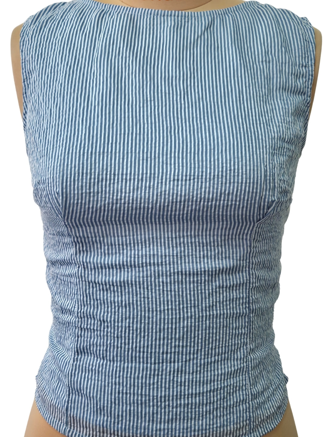 Blue Stripes Sleeveless Top