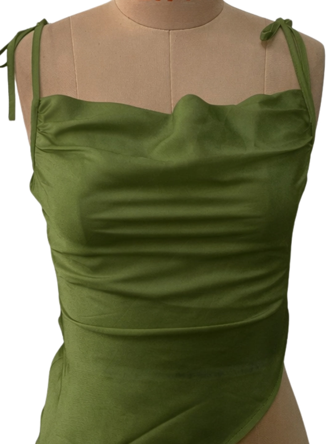 Olive Solid Shoulder Straps Top