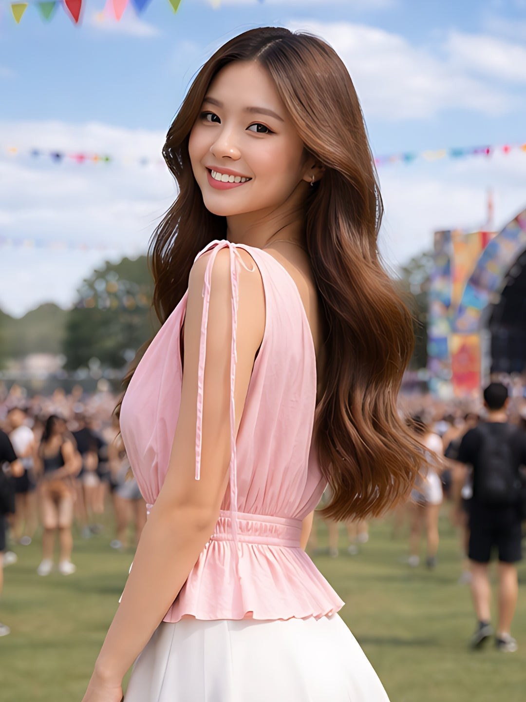 Pink Solid Sleeveless Tops