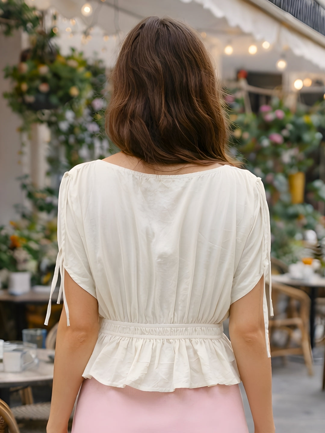 Off White Solid Sleeveless Tops