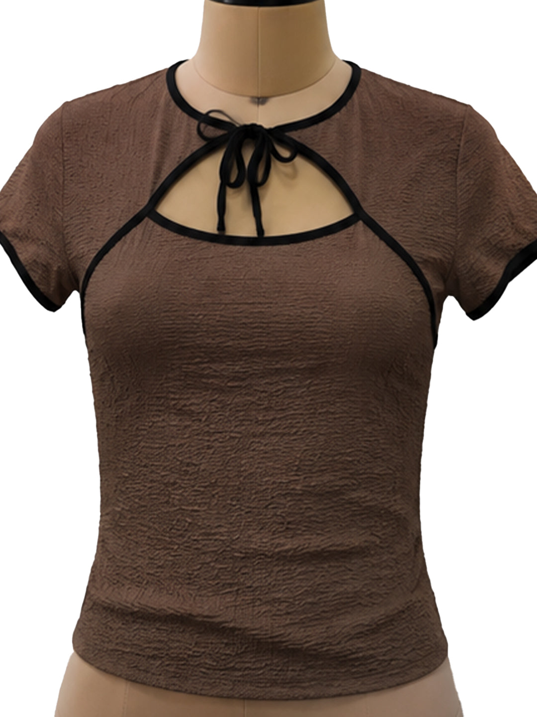 Brown Solid Short Tops & Tees
