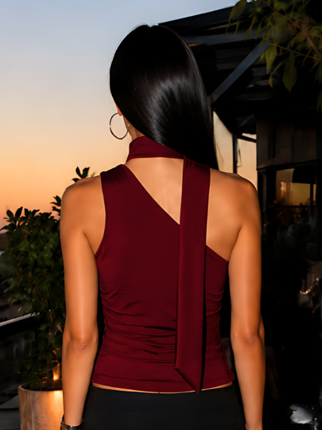 Maroon Solid Sleeveless Tops & Tees