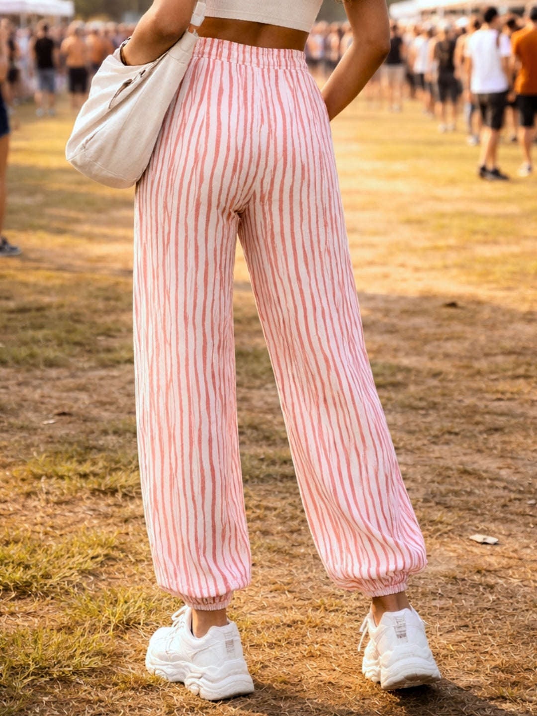 Cream Stripes Trousers
