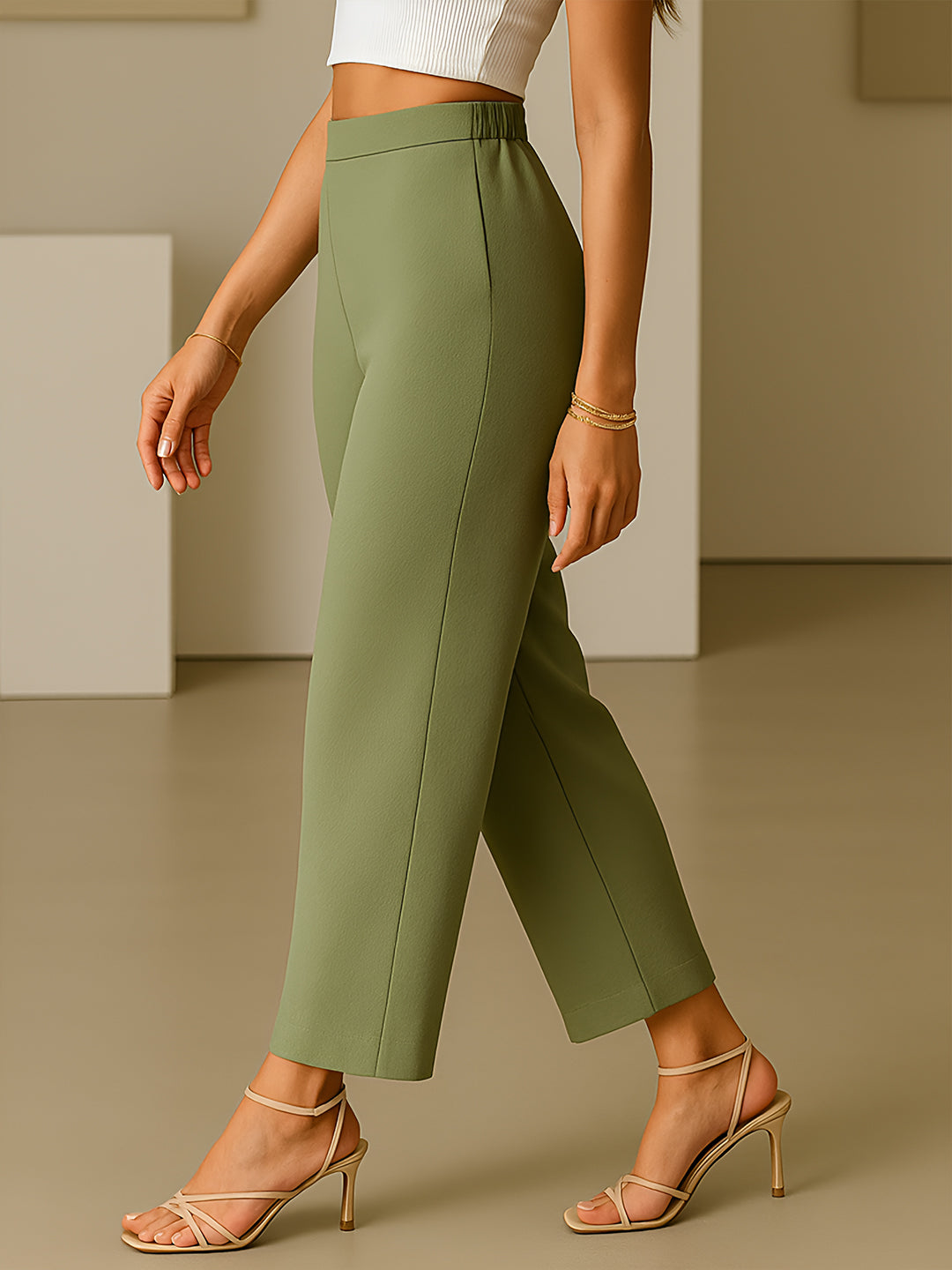 Green Solid Trouser